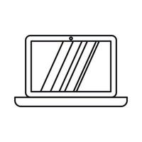 Laptop icon, outline style vector
