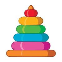 Childrens colorful pyramid icon, cartoon style vector