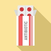 Antibiotic package box icon, flat style vector