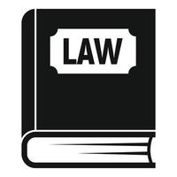 Law book icon, simple style vector