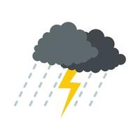 Cloud thunder icon, flat style vector