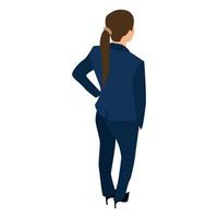 Back of business woman icon, isometric style vector