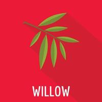 Willow leaf icon, flat style vector