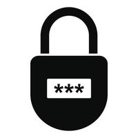 Pin code padlock icon, simple style vector