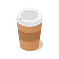 Plastic coffee, tea cup icon, isometric style vector