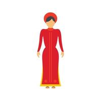 icono de mujer vietnam, estilo plano vector