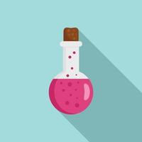 Potion pink flask icon, flat style vector