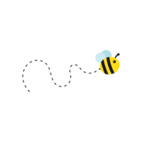 chemin de vol des abeilles. une abeille volant en pointillé la trajectoire de vol d'une abeille vers le miel. png