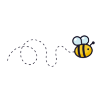 chemin de vol des abeilles. une abeille volant en pointillé la trajectoire de vol d'une abeille vers le miel. png