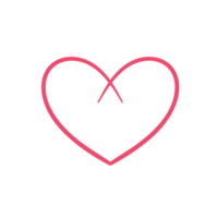 Hand drawn heart line. red heart love on valentines day png