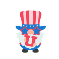 4th of july. Gnomes wore an American flag costume to celebrate Independence Day. png