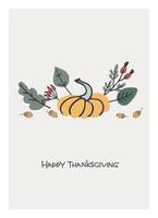 Thanksgiving Day greeting card design. Hand lettering decorated vector