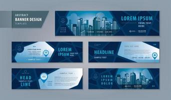 Abstract blue banner design web template Set, Horizontal header web banner vector