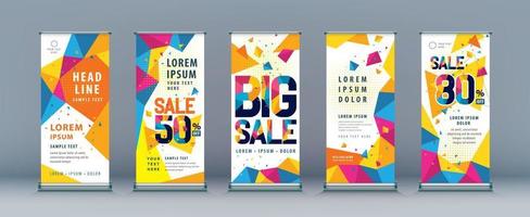 Business Roll Up Set. Standee Design. Banner Template, Abstract Geometric Triangle Background vector