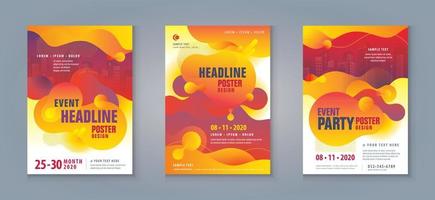 Abstract Liquid Shape Fluid Design, Business Flyer Poster Design Set. Layout Template. vector