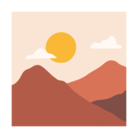 fondo de paisaje de montaña superpuesto con el sol decoración png