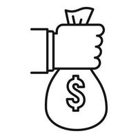 Take wash money bag icon, outline style vector