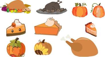 Icon set thanksgiving vector