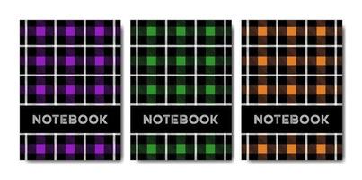 Set of cover notebook template with tartan pattern vector