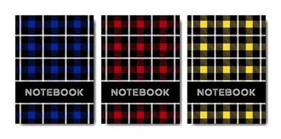 Set of cover notebook template with tartan pattern vector