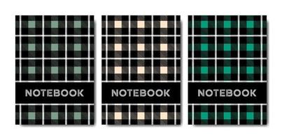 Set of cover notebook template with tartan pattern vector