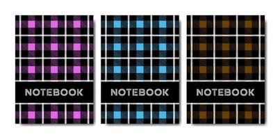 Set of cover notebook template with tartan pattern vector
