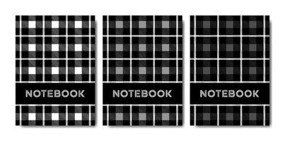 Set of cover notebook template with tartan pattern vector