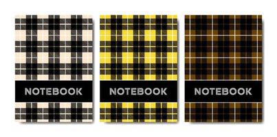 Set of cover notebook template with tartan pattern vector