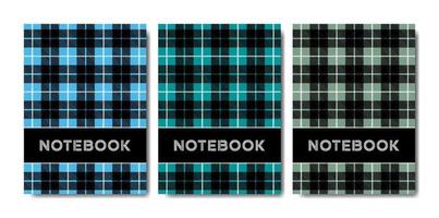 Set of cover notebook template with tartan pattern vector