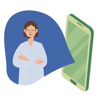 Online doctor consultation concept. Doctor in your phone. Vector illustration in flat style