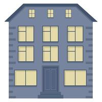 Blue multi-storey building with windows. Residential building illustration. House design. vector