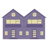 Purple multi-storey building with windows and balconies. Residential building illustration. House design. vector