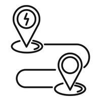 Electric car route icon, outline style vector