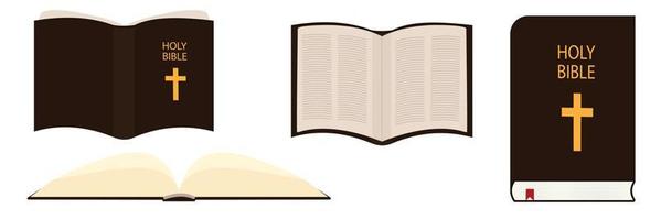 Set of holy Bible. Open book, close book, vector illustration.