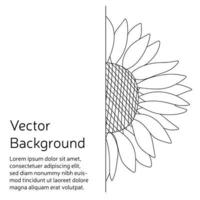 Vector background with half flower in doodle style without color isolated on white background