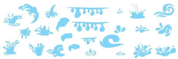 conjunto de elementos vectoriales de dibujo a mano de agua y gota. vector