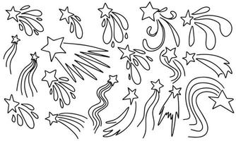 Set of doodle stars, hand draw outline vector illustration. Space elements