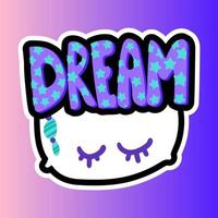 Pillow with dream lettering stitched frame patch vector