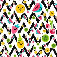 Cartoon fruits seamless vector pattern