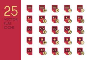 Documents and files flat vector icons set