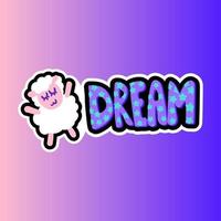 Sheep with dream lettering stitched frame patch vector