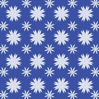 repeated white flowers on blue background flat pattern design vector