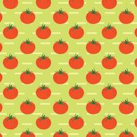 repeated red tomatos on green background flat pattern vector illustration