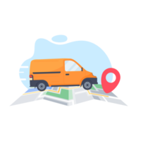 les camions livrent les marchandises au destinataire. concept de commande en ligne png