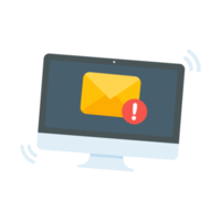 sobre amarillo. el concepto de comunicación y notificación por correo electrónico a través de canales en línea. png