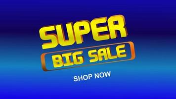 Super Big Sale footage blue background with beautiful animation, suitable for product promotion video