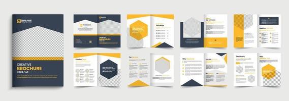 Corporate company profile brochure template design. 16 page corporate brochure editable template layout, minimal business brochure template design. vector