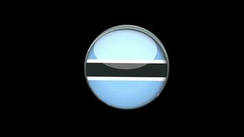 Drapeau rotatif 3d du botswana sur fond transparent. style de concept de bouton de verre drapeau botswana avec cadre métallique circulaire. rendre avec prores 4444, canal alpha. vidéo 4k. video