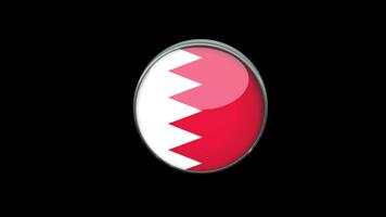 3D rotating Flag of bahrain on Transparent Background. bahrain Flag Glass Button Concept Style with Circular Metal Frame. render with ProRes 4444, alpha channel. 4K video. video