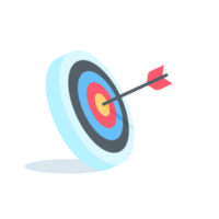 Arrows shot to the center of the target. business goal setting concept png